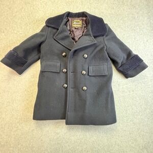 S Rothschild Kids Navy Blue Wool Blend Double Breasted Winter Coat Size 2T